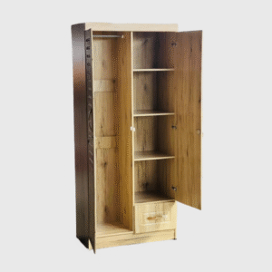 Double Door Wardrobe with Shelves & Drawer