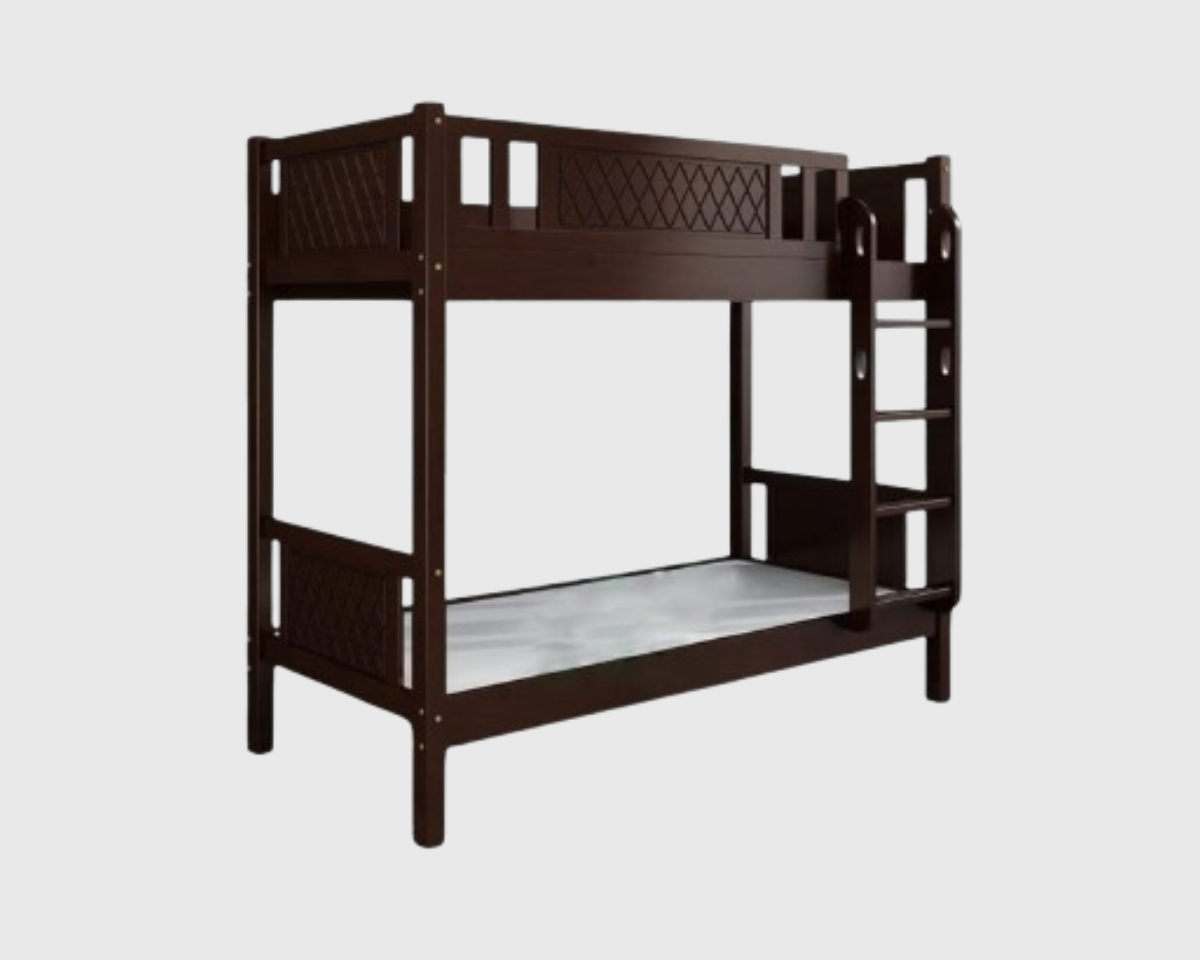 Walnut color bunk bed for sale in used furniture Abu Dhabi