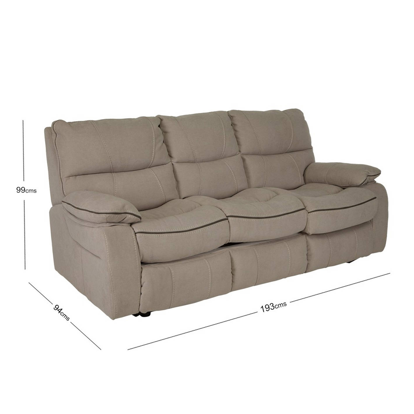 Modern beige plush fabric 3-seater sofa cum bed with extended pull-out mattress