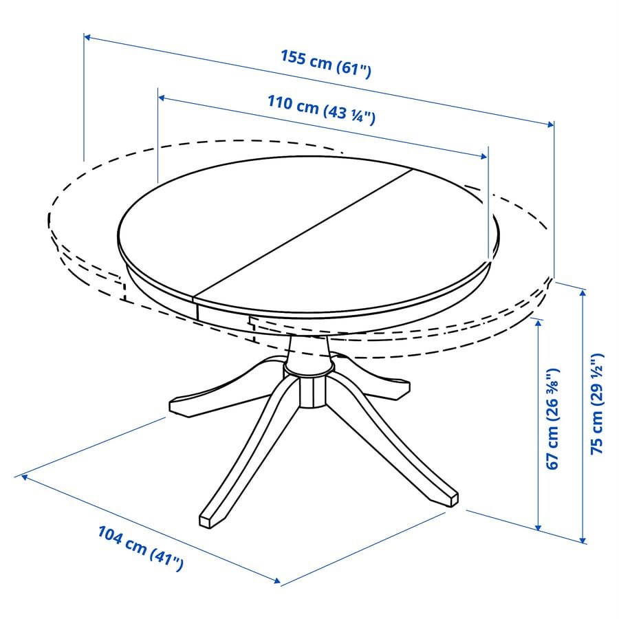 Black wooden round extendable used dining table set with 4 cross back chairs