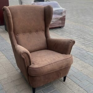 Brown Vintage Suede Wingback Armchair in Abu Dhabi