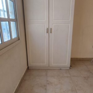 White 2 Door Wooden Wardrobe with Clothes Rail & Shelves