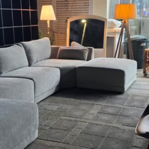 Modern Home Centre grey plush L-shaped modular sectional sofa in Abu Dhabi for 1,200 AED