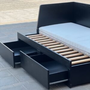 Modern black wooden used daybed frame with open storage