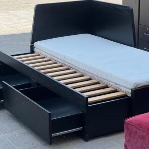 Modern Black IKEA Hemnes Style Daybed Frame with Storage Drawers