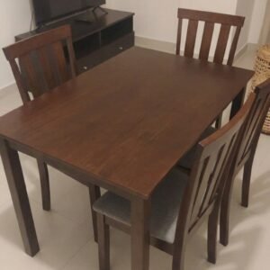 Modern Dark Brown 4-Seater Wooden Dining Table Set in Abu Dhabi