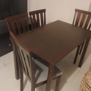 Modern Dark Brown 4-Seater Wooden Dining Table Set in Abu Dhabi