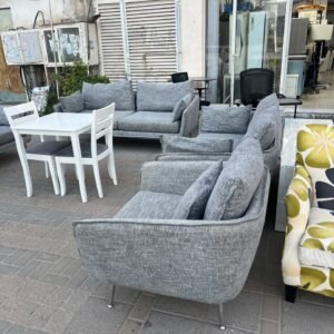Premium 7-Seater Fabric Used Sofa Set in Abu Dhabi with Sleek Chrome Legs | Fairy of Fortune