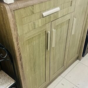 Modern 3-Door Wooden Shoe Cabinet with Top Drawer in Abu Dhabi