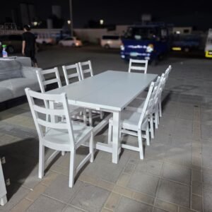 Modern White 8-Seater Wooden Used Dining Table Set in Abu Dhabi | Fairy of Fortune Used Furniture