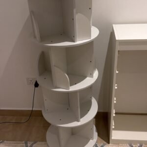 White 4 tier 360 rotating wooden used bookshelf display organizer rack in Abu Dhabi