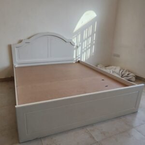 Modern Beige Upholstered Queen Size Bed with Mattress in Abu Dhabi