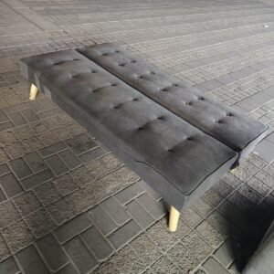 Modern Dark Grey Fabric Convertible Sofa Bed with Wooden Legs