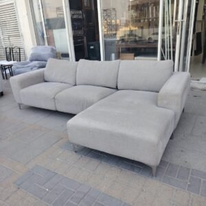 Modern Light Grey L-Shaped Sectional Fabric Sofa with Chaise Lounge