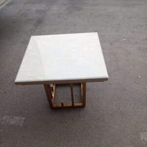 Modern Square Side Table with Stainless Steel Frame in Abu Dhabi