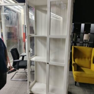 White 2-Door Glass Display Cabinet & Bookcase