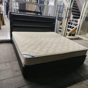 Black Faux Leather Super King Bed Frame & Mattress Set (200×200)